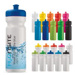Klassisk gennemsigtig lækfri drikkeflaske i BPA-.fri plast, 750 ml med trykt logo