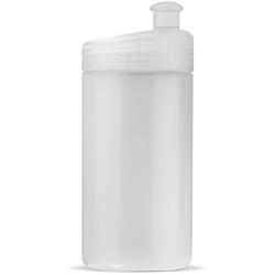 Klassisk gennemsigtig lækfri drikkeflaske i BPA-.fri plast, 500 ml med trykt logo