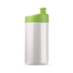 Klassisk hvid og lysegrøn lækfri drikkeflaske i BPA-.fri plast, 500 ml med trykt logo