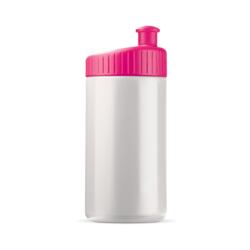 Klassisk hvid og pink lækfri drikkeflaske i BPA-.fri plast, 500 ml med trykt logo