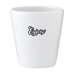 Trendy hvidt krus uden hank som er egnet til alle kaffemaskiner ligesom en espresso kop. Lavet i keramik af høj kvalitet. Tåler opvaskemaskine og er med trykt logo i 2 farver.