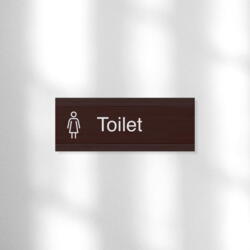 Dame toilet skilt i mørk bambus 60x150 mm, hvid folietekst