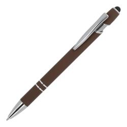 Metalpen med stylus-funktion for skærmbrug samt gummireret greb - med logo