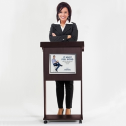 Talerstol i træ med A3-klapramme & hjul