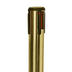 Afspærringsstander, 1 stk, metal, 3 m bånd, Guld stolpe, rødt bånd