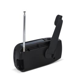 Nødradio Safesound: Radio AM/FM, powerbank 1800 mAh og lommelygte for 15 timer. Med solcelleopladning, håndsving eller USB-C-kabel