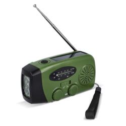 Safesound Nødradio med Radio, Lommelygte, Powerbank - Opladning: håndsving/USB/Solcelle