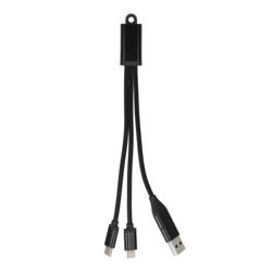 Opladningskabel USB-A og USB-C og lightningforbindelser - i sort aluminium