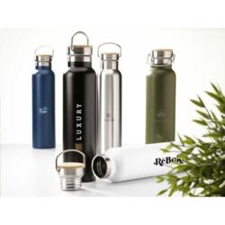 Nordvik RCS genbrugsmetal - 750 ml. vandflaske - dobbeltvægget - inkl. lasergraveret logo på låget