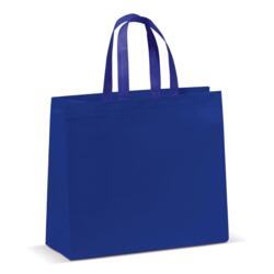 Taske af non-woven materiale 35x40 cm med bund - 16 cm bred, mørkeblå, med tryk