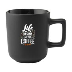 Torino krus i keramik, sort, 280 ml. inkl. lasergraveret logo