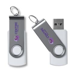 USB-stik 32 GB med lasergravert logo, hvid