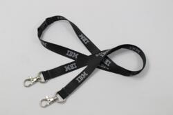 Keyhanger, sort, 15 mm, med logotryk, med 2 kroge & nakkesikring