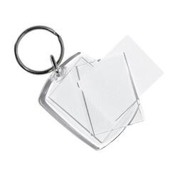 Smart klassisk firkantet nøglering i plast med blanke papirindlæg