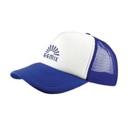 Koboltblå trucker hat/cap i åndbart materiale med tryk