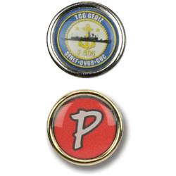 Smart pin / emblem med pin-lås og overflade lavet med "doming". Leveres med pin-lukning. Str.: Ø 20 mm. Logo str.: Ø 17 mm.