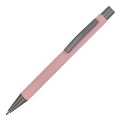 Pastel pink kuglepen i aluminium med elegant soft touch, solid metal clips og med lasergravet logo.