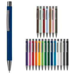 Kuglepen i aluminium med elegant soft touch, solid metal clips og med fuldfarvet logo.