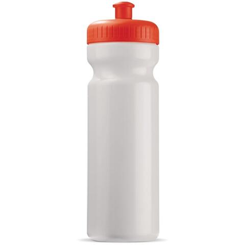 Klassisk hvid og orange lækfri drikkeflaske i BPA-.fri plast, 750 ml med trykt logo