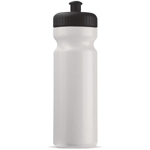 Klassisk hvid og sort lækfri drikkeflaske i BPA-.fri plast, 750 ml med trykt logo