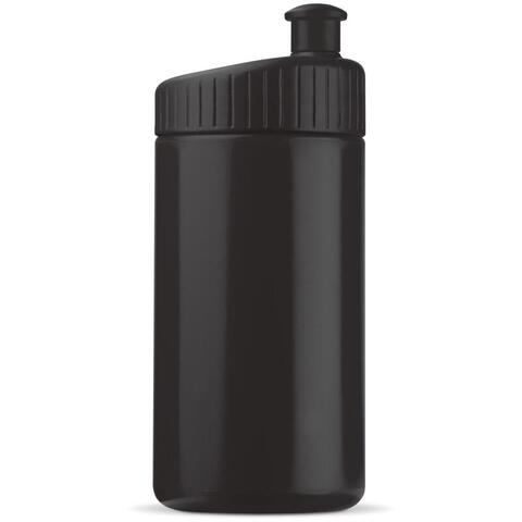 Klassisk sort lækfri drikkeflaske i BPA-.fri plast, 500 ml med trykt logo