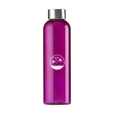 Transparent pink, BPA-fri vandflaske af holdbart Eastman Tritan™. Med skruelåg i rustfrit stål. Det slanke design skiller sig ud og føles godt i hånden. Spildfri. Kapacitet på 650 ml og trykt logo.