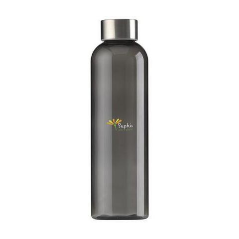 Transparent sort, BPA-fri vandflaske af holdbart Eastman Tritan™. Med skruelåg i rustfrit stål. Det slanke design skiller sig ud og føles godt i hånden. Spildfri. Kapacitet på 650 ml og trykt logo.