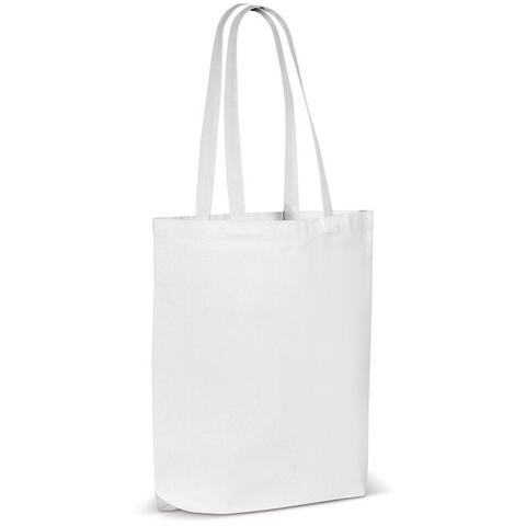 Hvid mulepose med logo & lange hanke - OEKO-TEX