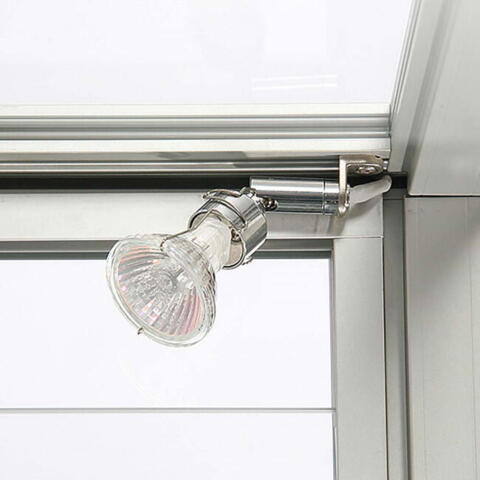 Vitrineskab, glasmontre med LED-lys, aluminium, med underskabe