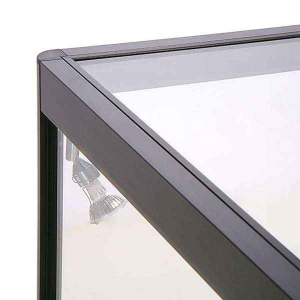 Glasmontre, glasvitrine med LED-lys, lås