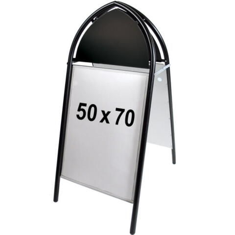 Gadeskilt, sort, 50x70 mm med logoplads