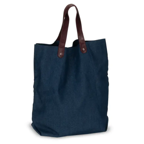 Mulepose i denim 42x13x43 cm med logo