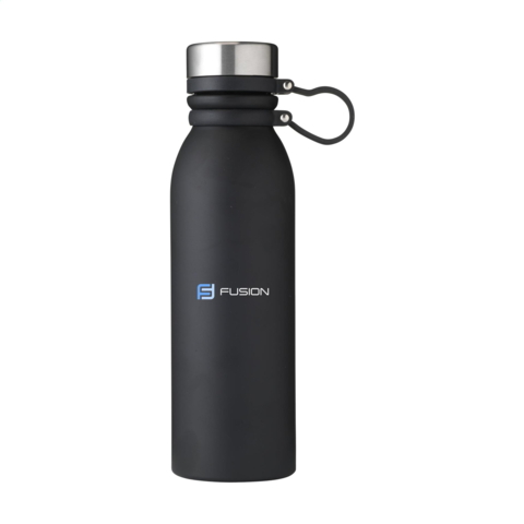 Sort vandflaske 600 ml med logo