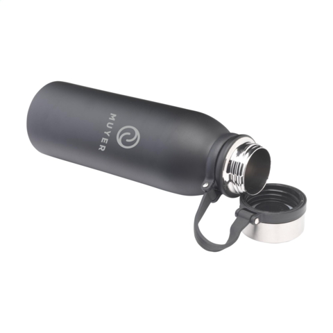 Sort vandflaske 600 ml med logo