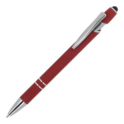 Metalpen med stylus-funktion for skærmbrug samt gummireret greb - med logo