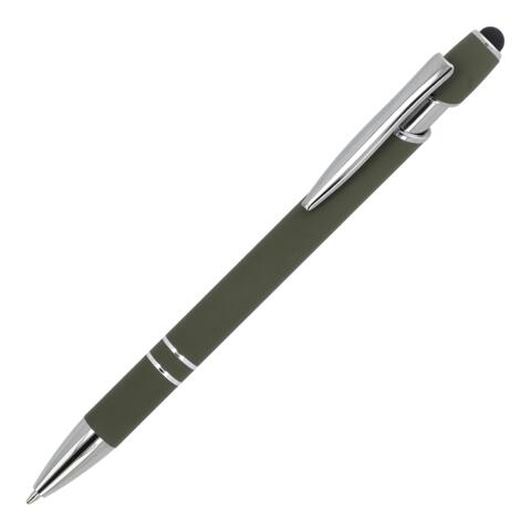 Metalpen med stylus-funktion for skærmbrug samt gummireret greb - med logo