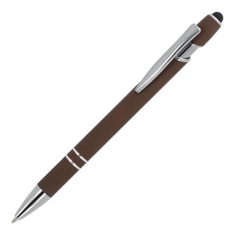 Metalpen med stylus-funktion for skærmbrug samt gummireret greb - med logo