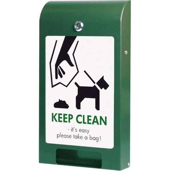 Hundepose dispenser med A4 infodisplay - grå /  grøn