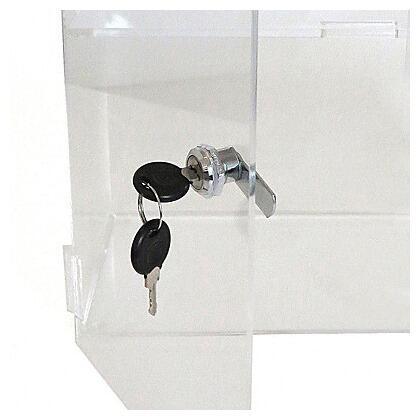Vitrineskab i klar akryl med en hylde og låger med lås (inkl. 2 nøgler). Til elegant præsentation af produkter