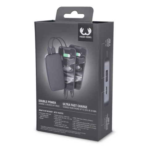 Powerbank 13,.000 MaH, mørkeegrå