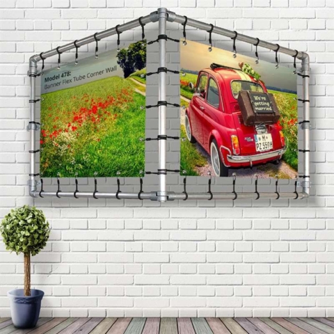 Bannersystem i vinkel 150x50 cm - metal