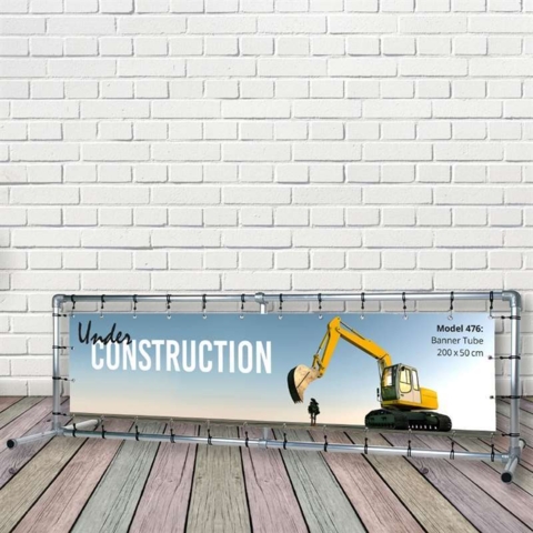 Bannersystem, fritstående, metal, 200x50 cm