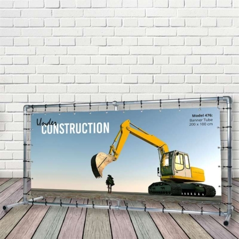 Bannersystem, fritstående, metal, 200x100 cm