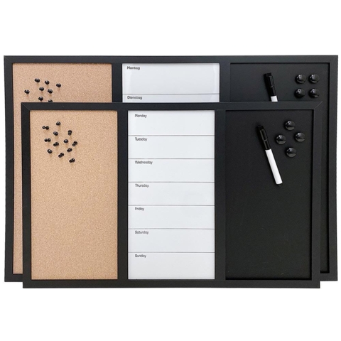 Opslagstavle som ugeplanlægningsredskab metal/kork, 70x50 cm