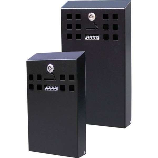 Askebæger 1.64 L, sort med nøgle for montage på væg eller stander