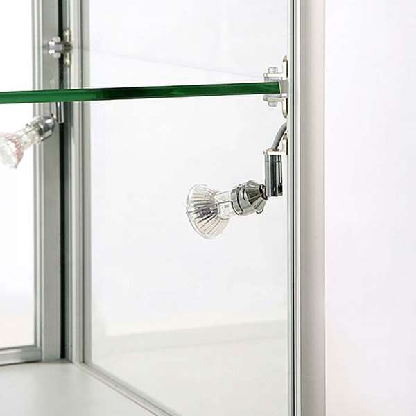 Vitrine glasskab - Showcase Counter Duo glasmontre med LED lys og lås - sølv