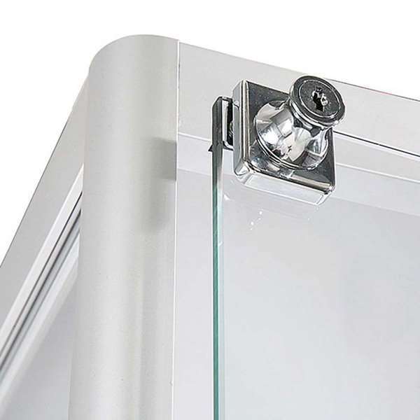 Vitrine glasskab - Showcase Tower Solo glasmontre med LED lys og lås - sølv