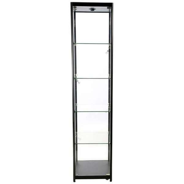 Vitrine glasskab - Showcase Tower Solo glasmontre med LED lys og lås - sort