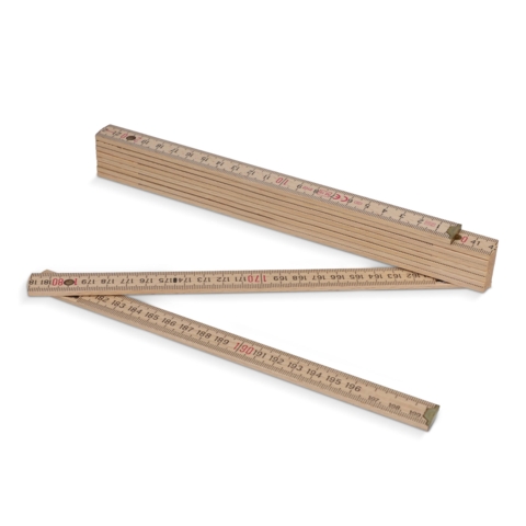 Tommestok i træ med logo