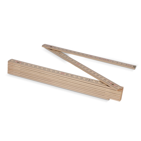 Tommestok i træ med logo